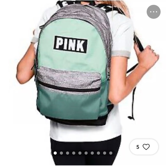 Victoria’s Secret PINK Campus Backpack, Mint Green/Gray Marl - Picture 1 of 13